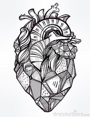 346x450 Geometric Heart Tattoo - Sketch Heart Tattoo