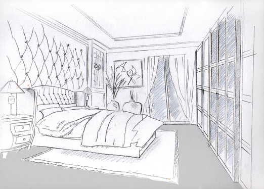 522x374 Sketch Your House Interior In Black And White Or Color For - Sketch House
