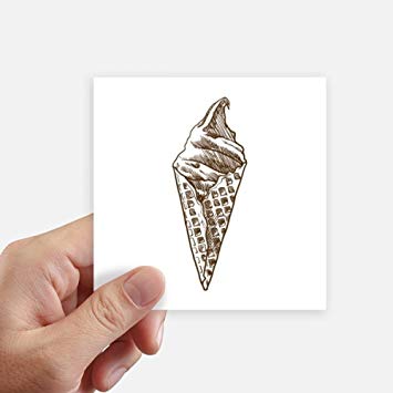 355x355 Cream Chocolate Sketch Ice Cream Cones Square Stickers - Sketch Ice Cream