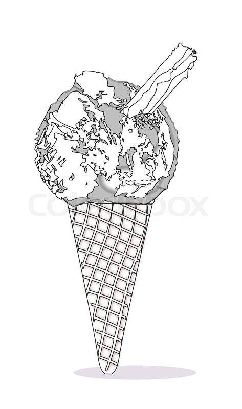 473x800 An Ice Cream Cone Sketch With Chocolate Over A White Background - Sketch Ice Cream