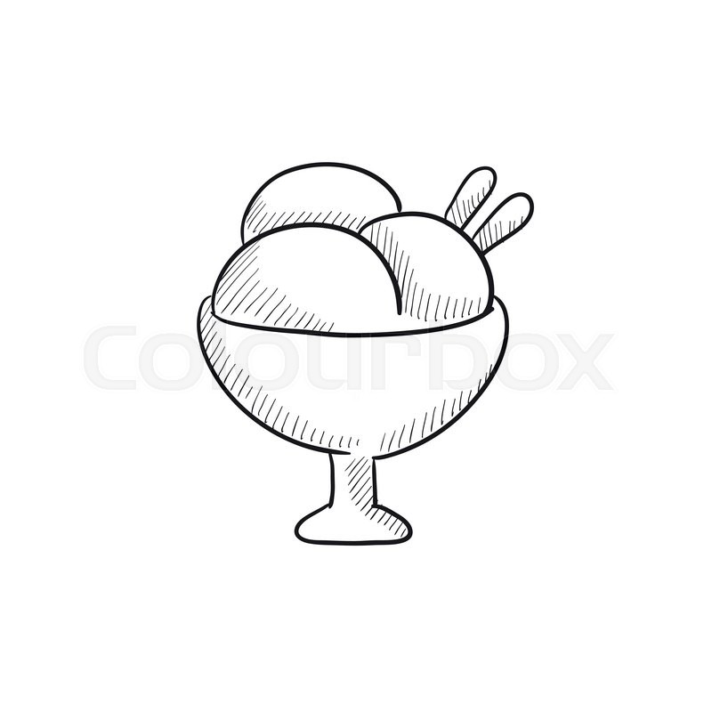 800x800 Cup Of An Ice Cream Vector Sketch Icon Isolated On Background - Sketch Ice Cream