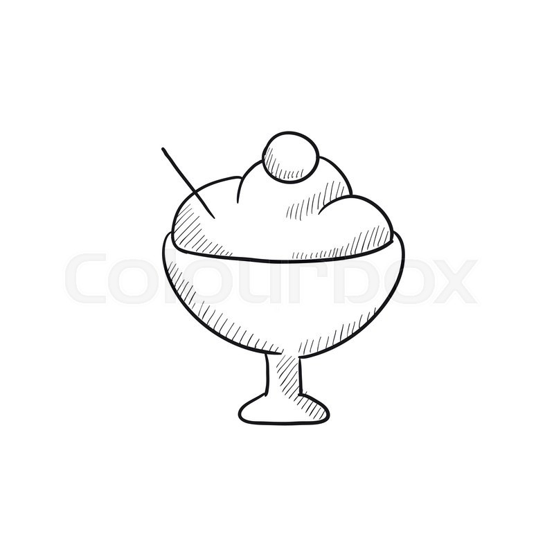 800x800 Cup Of Ice Cream Vector Sketch Icon Isolated On Background. Hand - Sketch Ice Cream