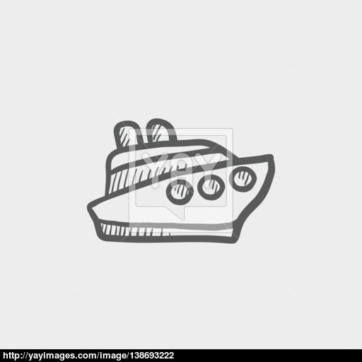 512x512 Cruise Ship Sketch Icon Vector - Sketch Icon Vector