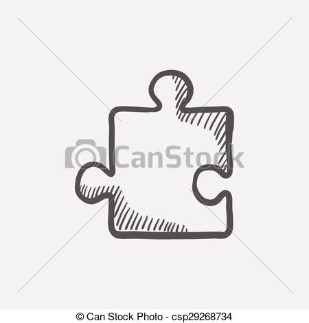 450x470 Jigsaw Puzzle Sketch Icon For Web And Mobile. Hand Drawn Vector - Sketch Icon Vector