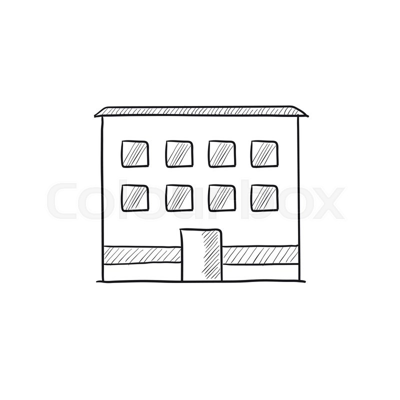 800x800 Office Building Vector Sketch Icon Isolated On Background. Hand - Sketch Icon Vector