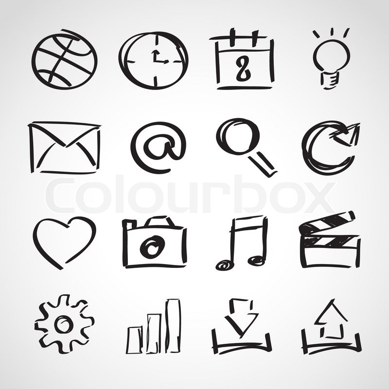 800x800 Ink Style Hand Drawn Sketch Set - Sketch Icons