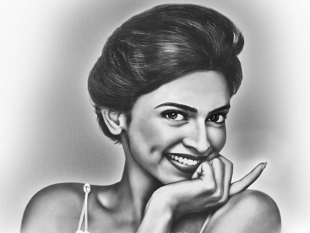 1022x768 Portrait Draw Of Deepika Padukone Pencil Sketch - Sketch Images