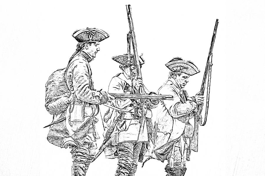900x600 French And Indian War British Soldiers Sketch Digital Art By Randy - Sketch In French