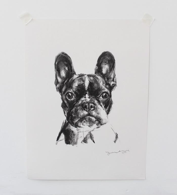 700x771 French Bulldog Portrait - Sketch In French