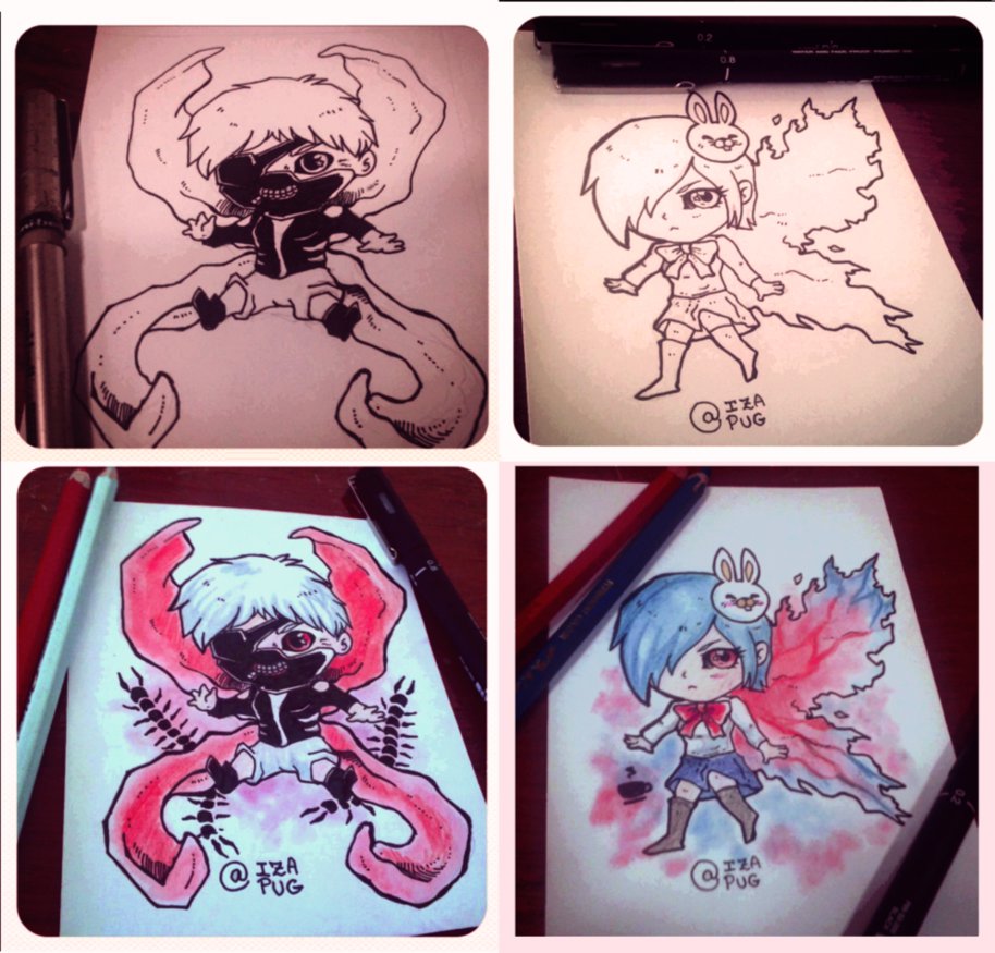 914x875 Chibi Kaneki And Touka - Sketch Instagram