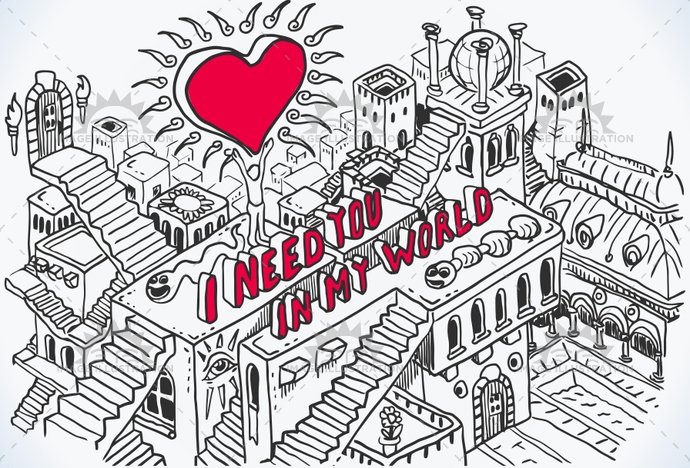 690x468 Love Concept Sketch Isometric - Sketch Isometric