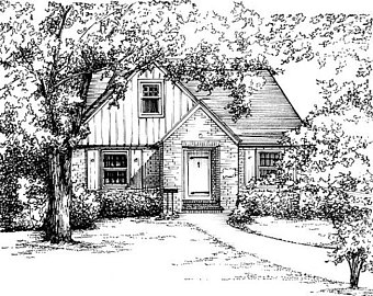 340x270 House Drawing Etsy - Sketch It House