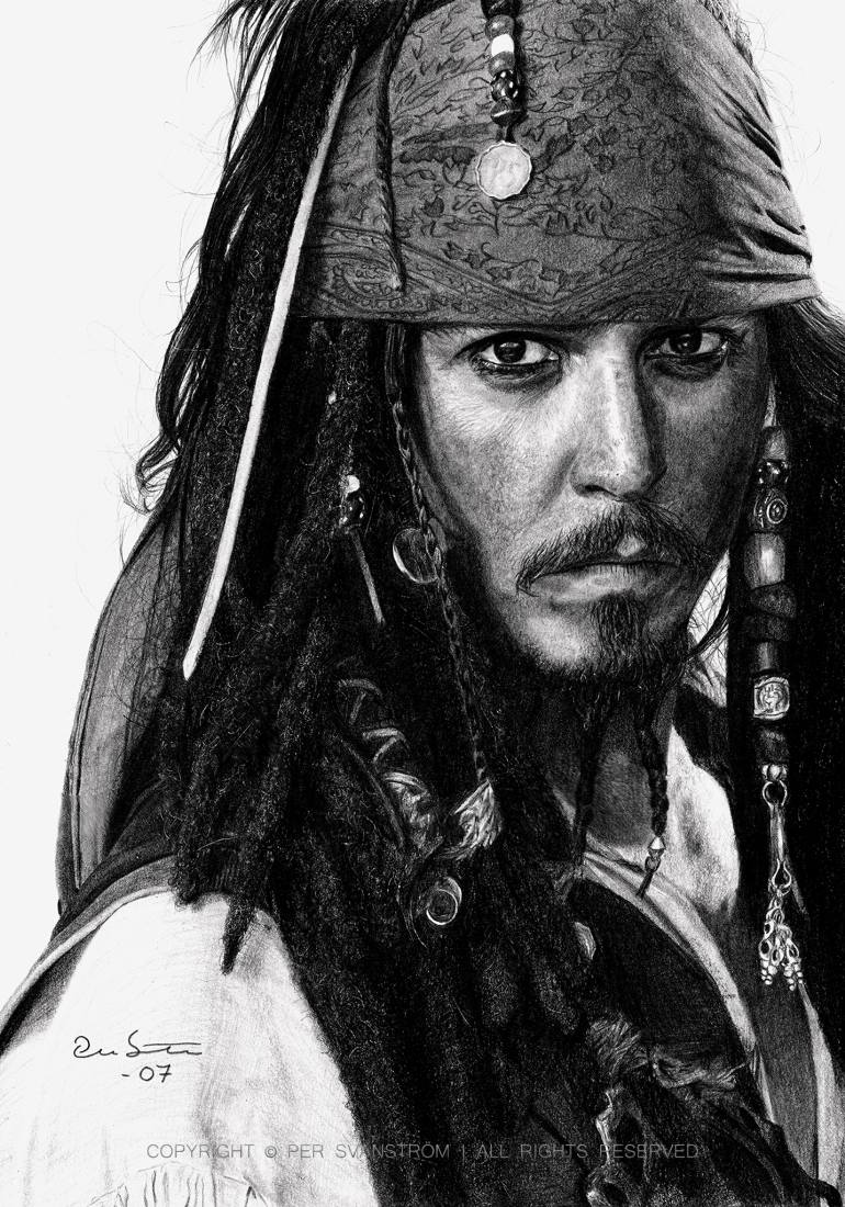 770x1100 Jack Sparrow Fan Art Pencil Portrait Drawing By Per Svanstrom - Sketch Jack Sparrow