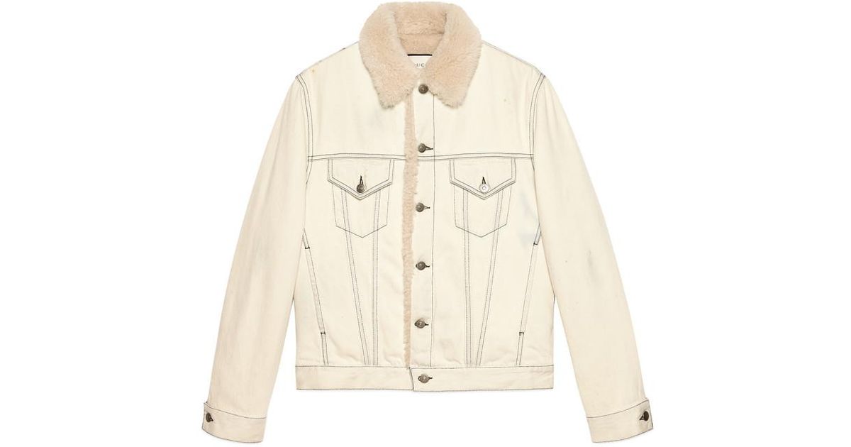 1200x630 Gucci Shearling Lined Denim Jacket With Sketch Snake Print In - Sketch Jacket