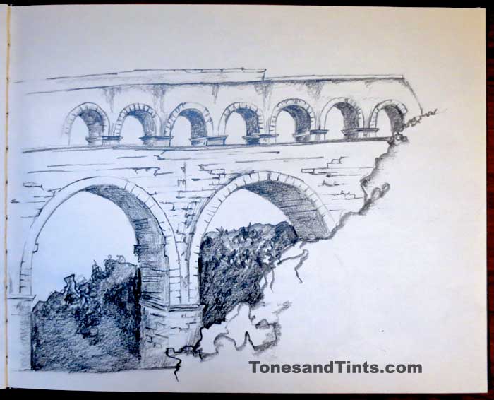 700x566 Pont Du Gard Travel Journal Sketch Tonesandtints - Sketch Journal