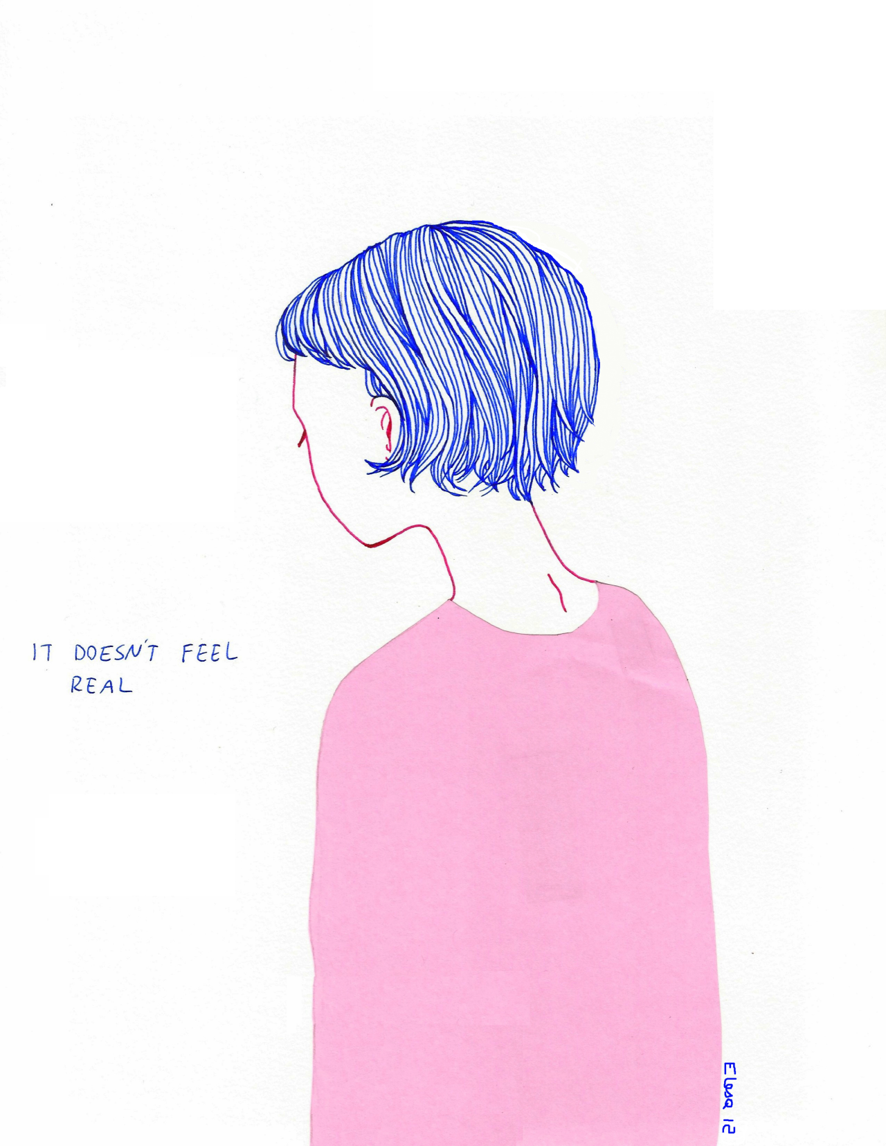 1280x1656 Drawing Art Indie Pink Sketch Myart Journal Blue Hair Mypics - Sketch Journal Blog