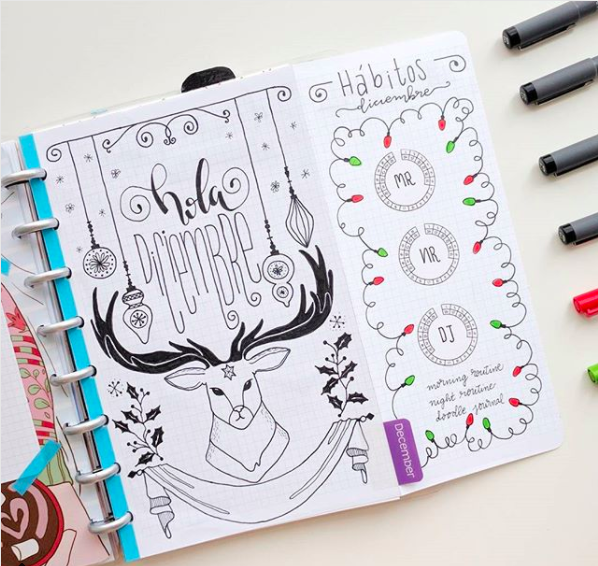 598x566 15 Christmas Bullet Journal Layout Ideas + Free Printable - Sketch Journal Ideas