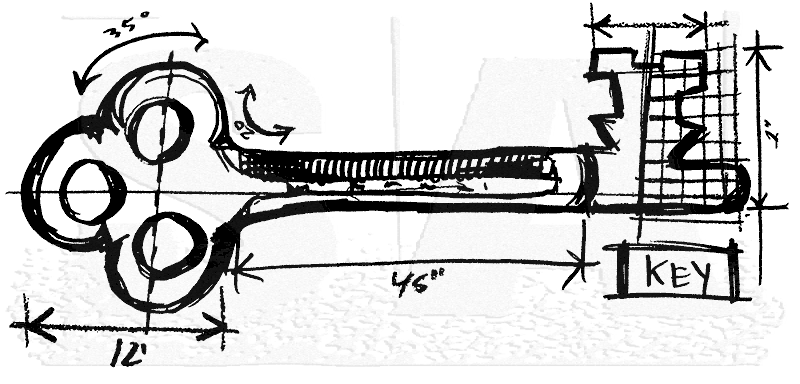 800x384 Tim Holtz Wood Mounted Stamp - Sketch Key
