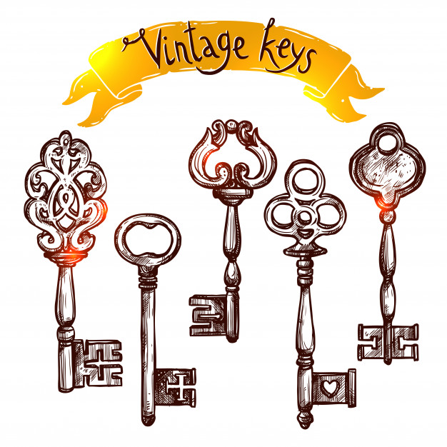 626x626 Vintage Sketch Keys Vector Free Download - Sketch Key