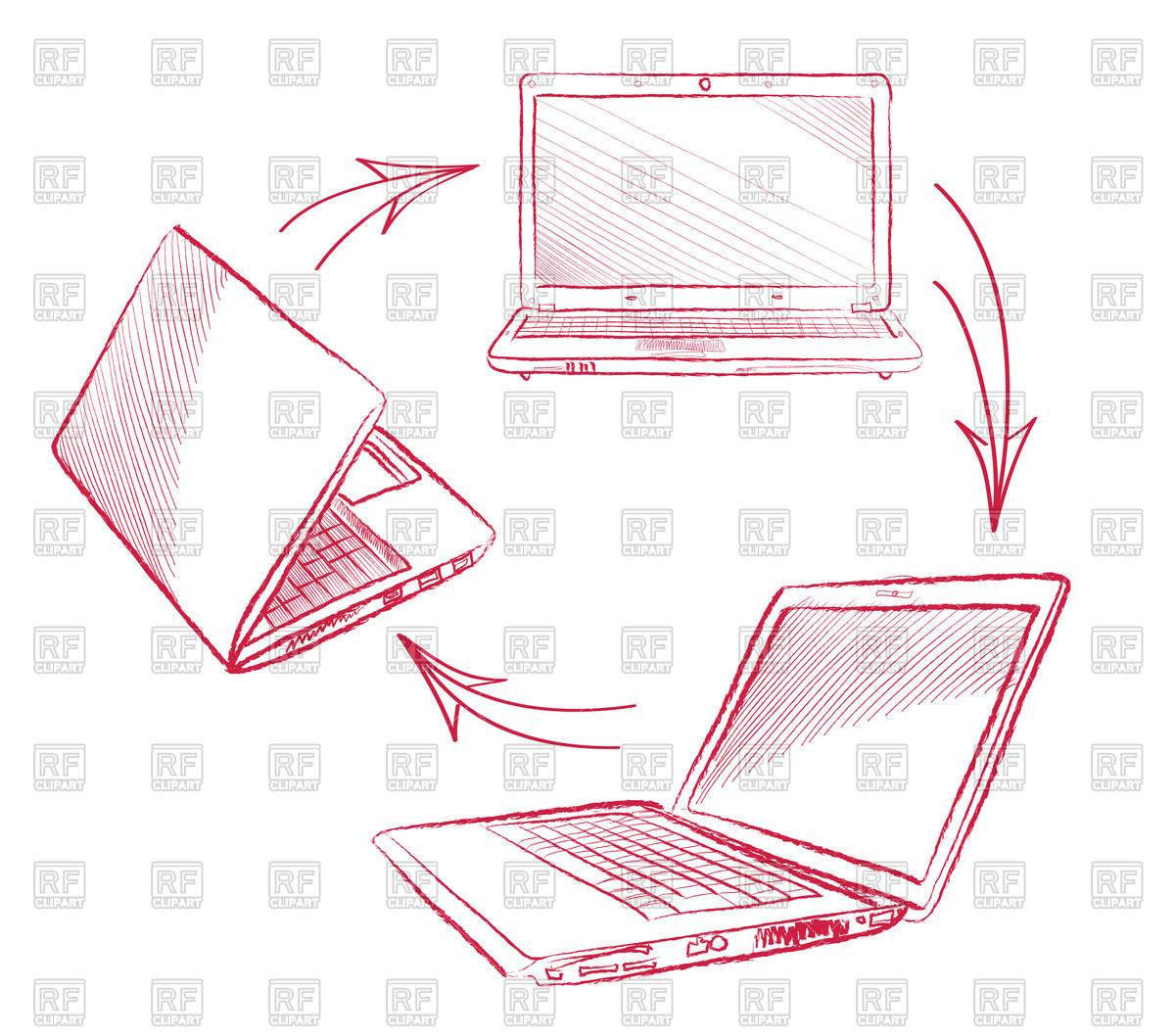 1200x1058 Laptop Hand Drawn Sketch Vector Image Vector Artwork Of - Sketch Laptop