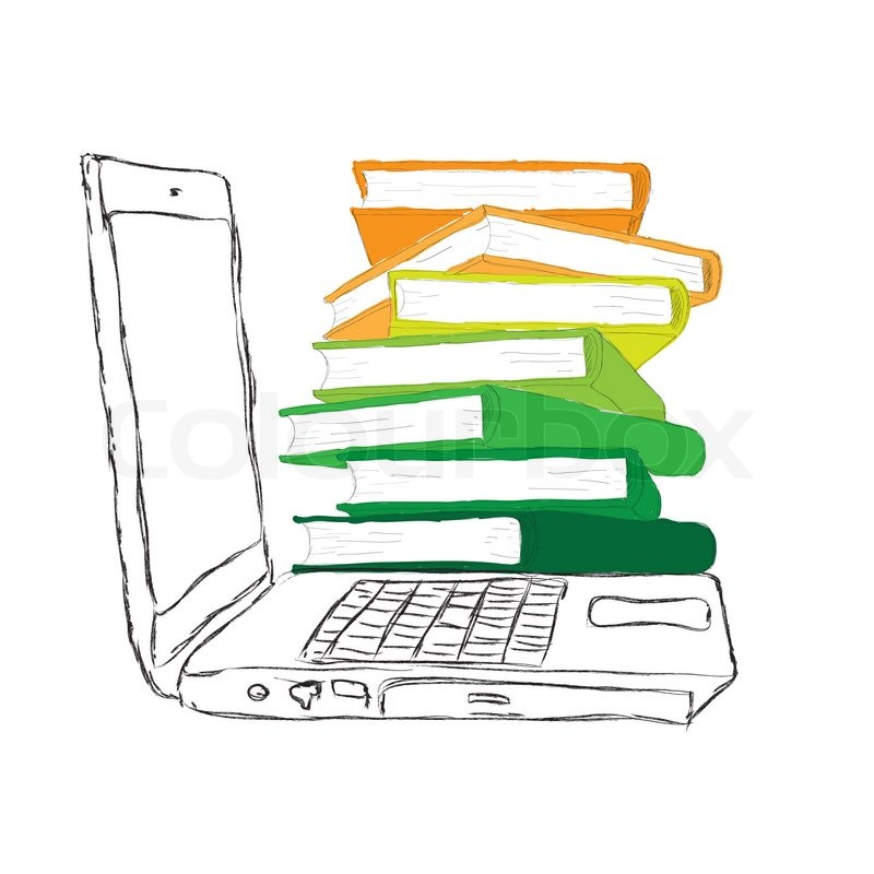 800x800 Sketch Laptop With Books And Blank Display Stock Photo Colourbox - Sketch Laptop