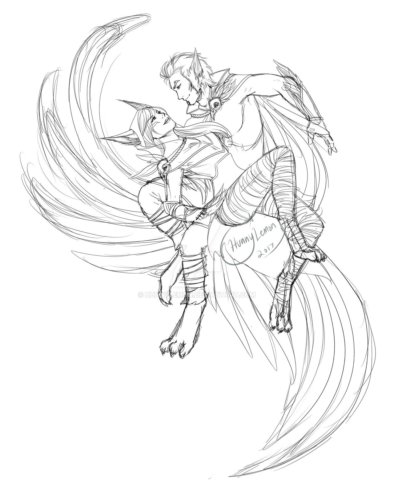 1280x1612 Rakan And Xayah Sketch By Hunnylemon League Of Legends - Sketch League Game