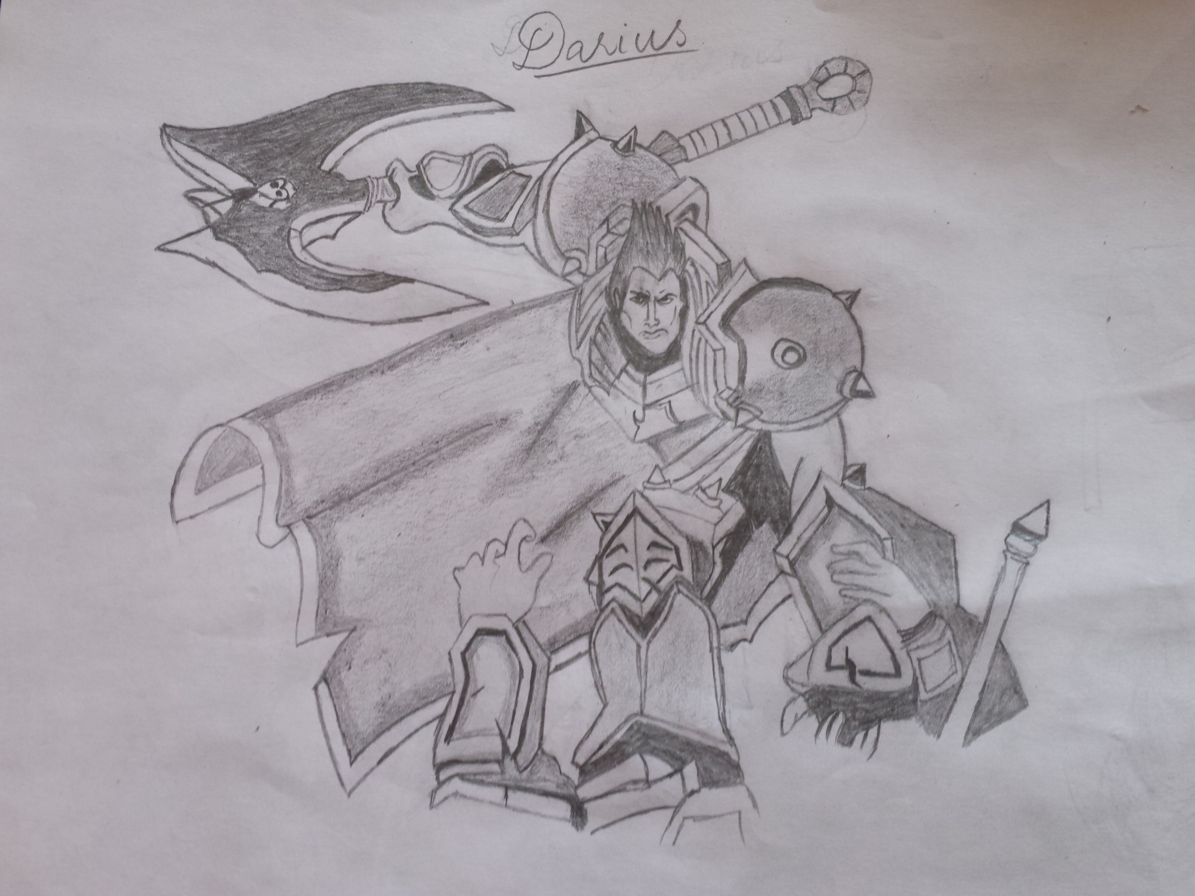 4128x3096 Sketch Of Moba Game Character. League Of Legends. Darius The Hand - Sketch League Game