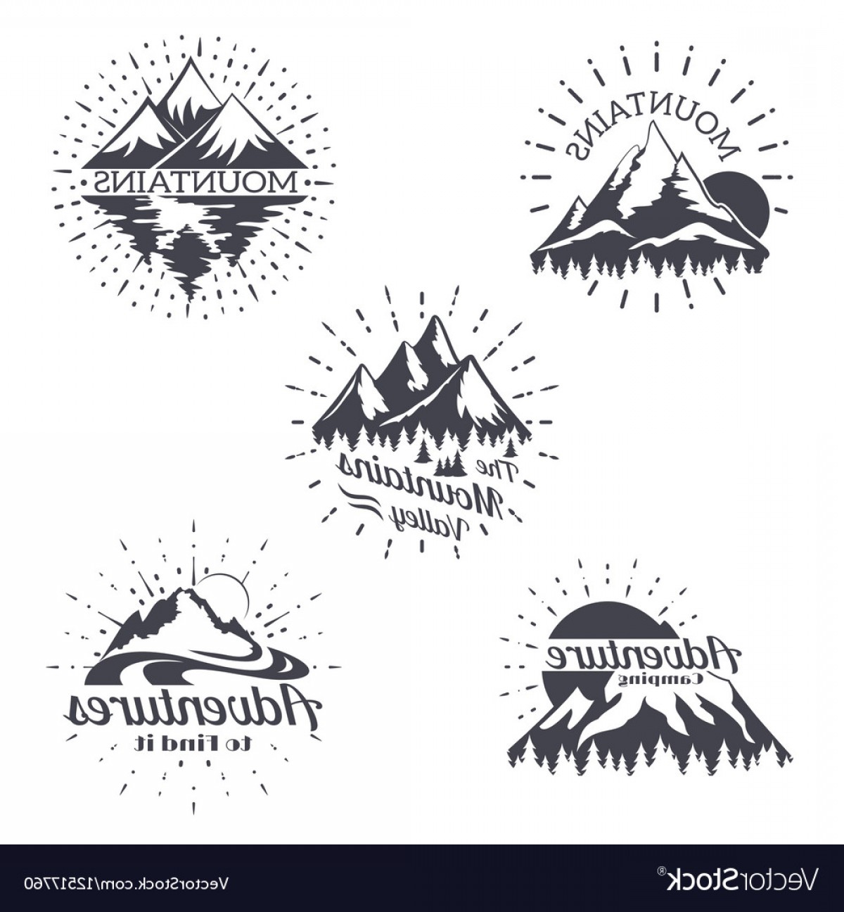 1200x1296 Mountain Sketch Logo Set In Retro Style Vector Lazttweet - Sketch Logo Vector