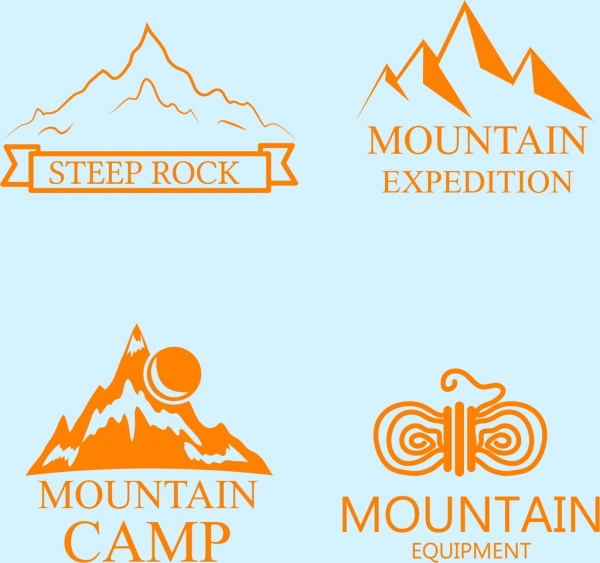600x563 Mountain Logo Collection Various Colored Sketch Free Vector In - Sketch Logo Vector