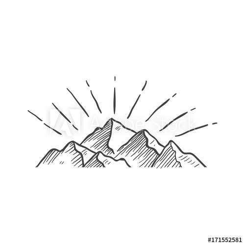 500x500 Mountain Vintage Draw Vector Illustration Sketch Logo Set - Sketch Logo Vector