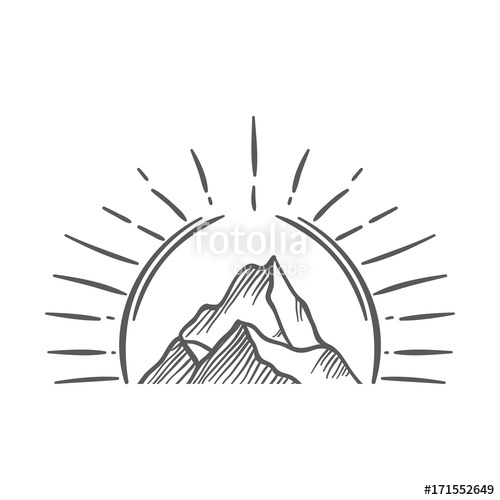 500x500 Mountain Vintage Draw Vector Illustration Sketch Logo Set Stock - Sketch Logo Vector