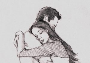 300x210 Love Couple Drawing Images Love Couple Drawings, Pics, Quotes And - Sketch Love Quotes