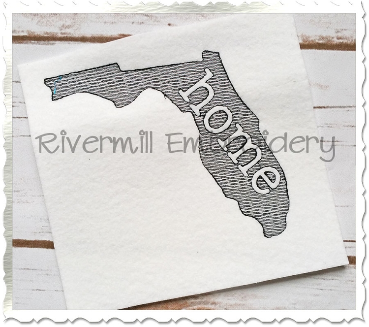 750x664 Sketch Style Florida Home Machine Embroidery Design - Sketch Machine