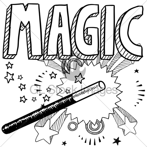 500x500 Magic Wand Sketch Gl Stock Images - Sketch Magic Wand