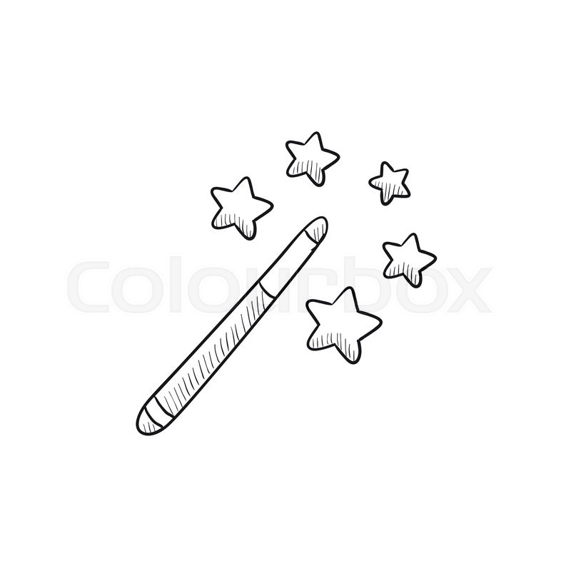 800x800 Magic Wand Vector Sketch Icon Isolated On Background. Hand Drawn - Sketch Magic Wand