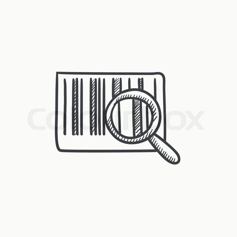800x800 Magnifying Glass And Barcode Vector Sketch Icon Isolated On - Sketch Magnifying Glass