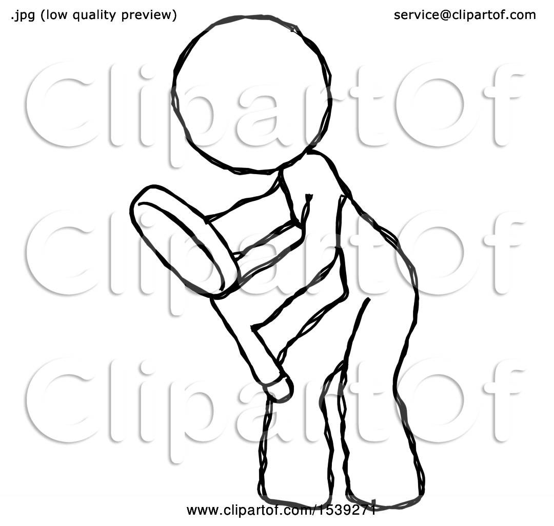 1080x1024 Sketch Design Mascot Woman Inspecting With Large Magnifying Glass - Sketch Magnifying Glass