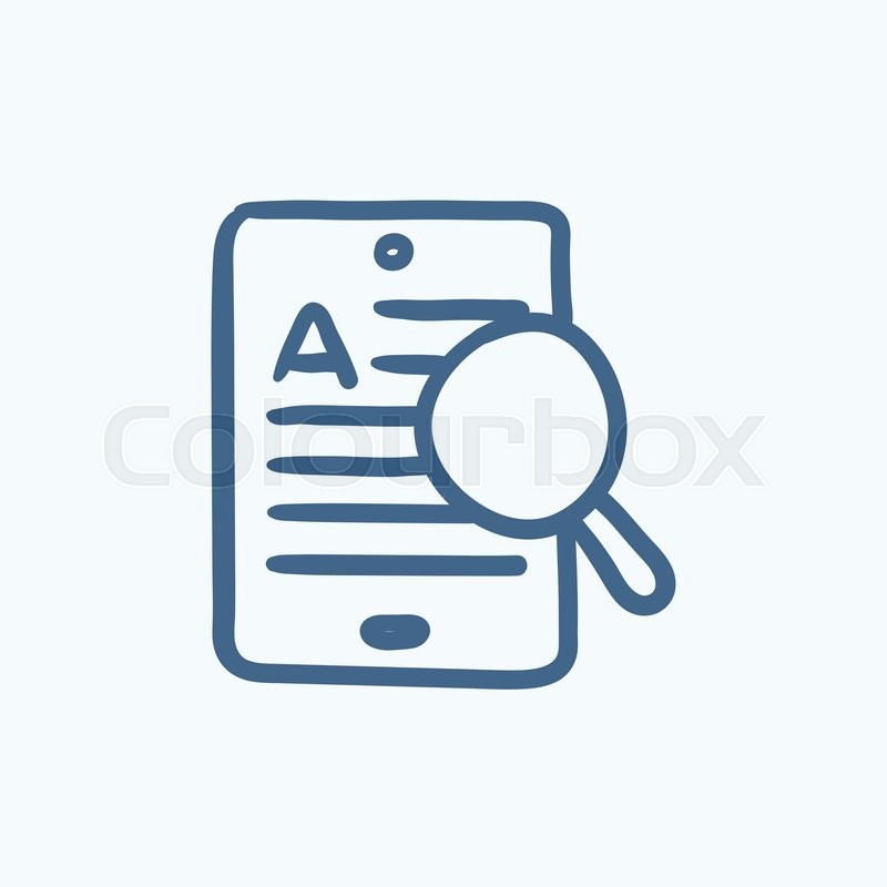 800x800 Tablet And Magnifying Glass Vector Sketch Icon Isolated On - Sketch Magnifying Glass