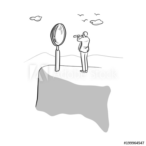 500x500 Businessman Using Magnifying Glass And Telescope Vector - Sketch Magnifying Glass
