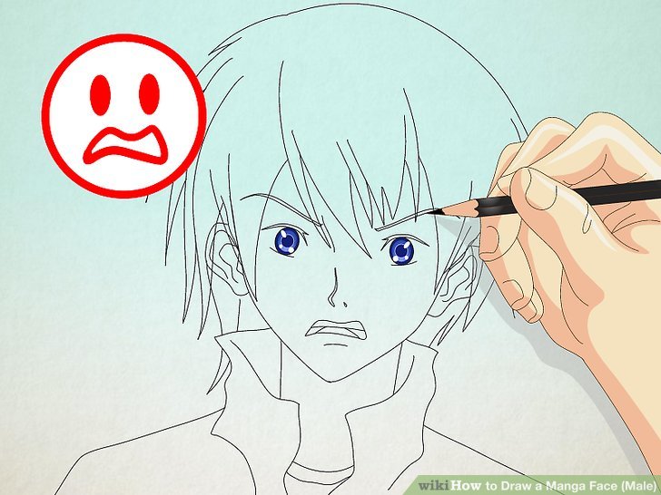 728x546 How To Draw A Manga Face (Male) 15 Steps (With Pictures) - Sketch Male