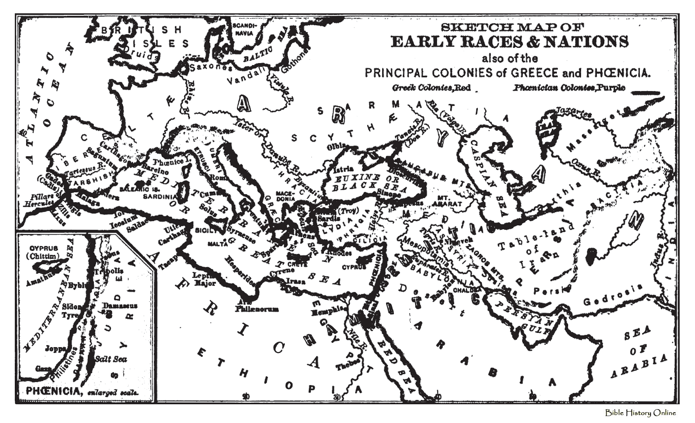 1408x858 Sketch Map Of Early Races And Nations - Sketch Map