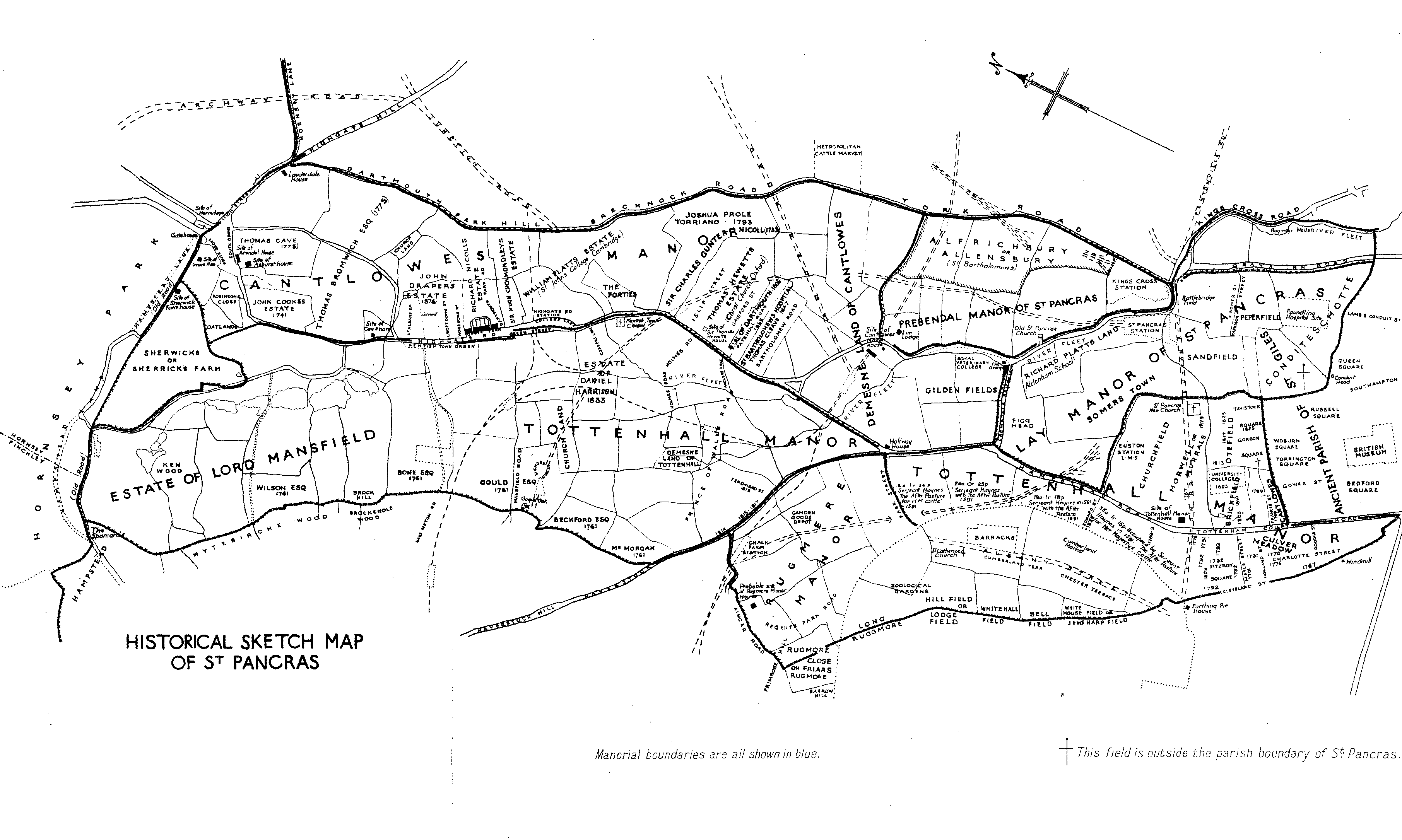 3624x2172 Sketch Map Of The Parish Of St. Pancras British History Online - Sketch Map