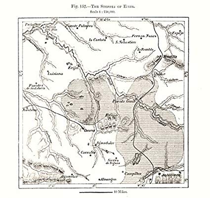 425x401 The Steppes Of Ecija. Spain. Sketch Map - Sketch Map