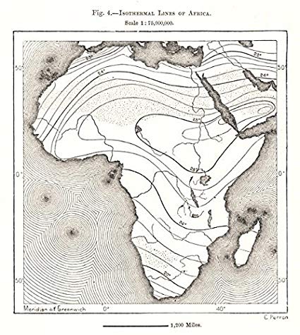 425x475 Isothermal Lines Of Africa. Sketch Map - Sketch Map Of Africa