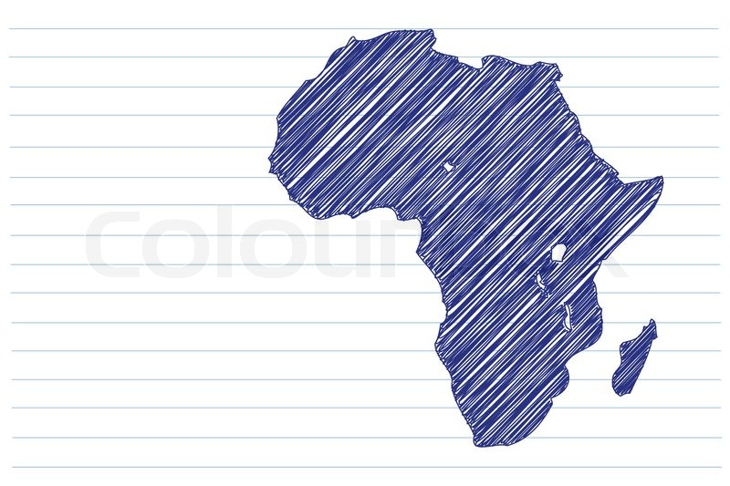 800x533 Scribble Sketch Of Africa Map On A Notepad Sheet Stock Vector - Sketch Map Of Africa