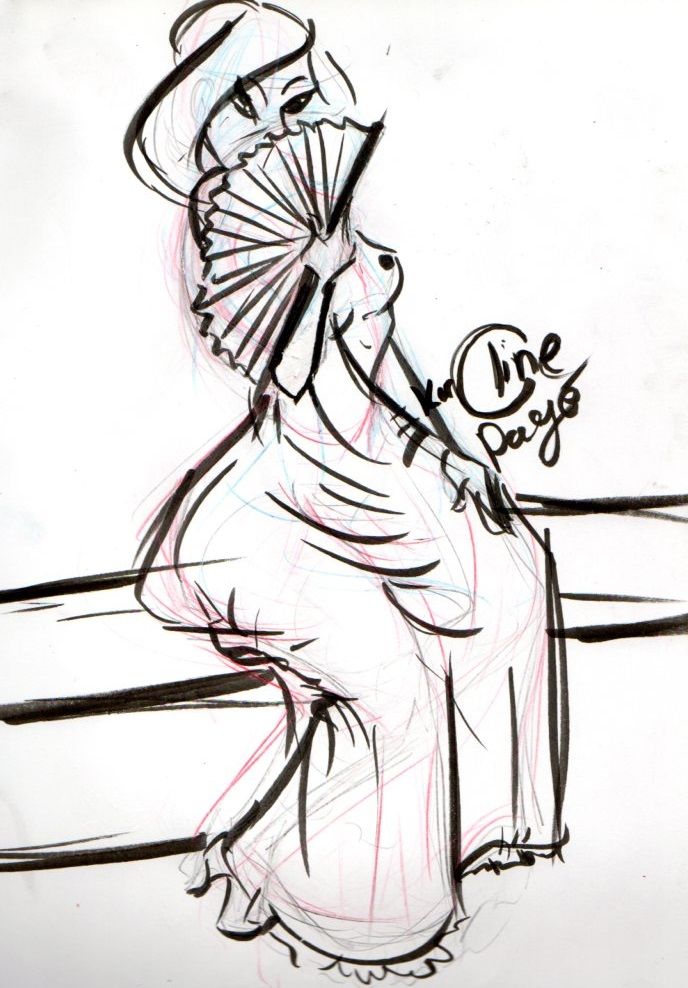 688x988 Pin Up Sketch. Drawing Of An Asian Woman. Like My Art Also Check - Sketch Me Out