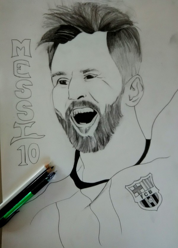 600x838 Pencil Sketch Of Lionel Messi - Sketch Messi