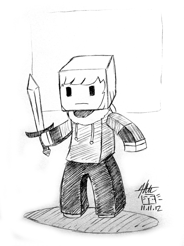 Minecraft Steve Sketch at PaintingValley.com | Explore collection of