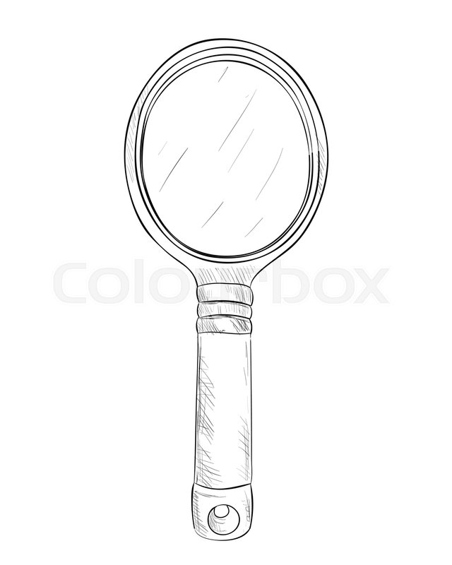 640x800 Vector Sketch Of Hand Mirror. Hand Draw Illustration. Stock - Sketch Mirror