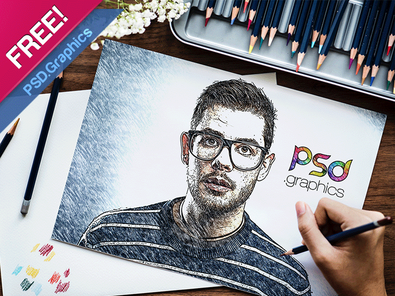 800x600 Sketch Effect Mockup Free Psd By Psd Graphics - Sketch Mockup Free